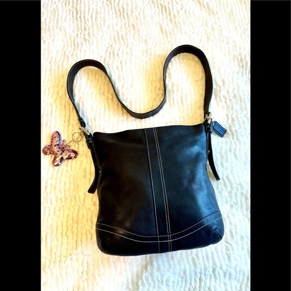 Coach Handbags - Black Leather Coach Crossbody Bag Purse Sliver Hardware